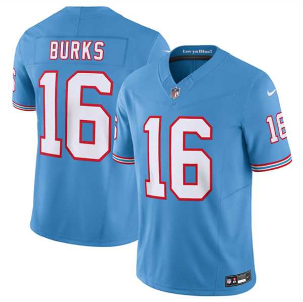 Mens Tennessee Titans #16 Treylon Burks Light Blue 2023 F.U.S.E. Vapor Limited Throwback Stitched Football Jersey